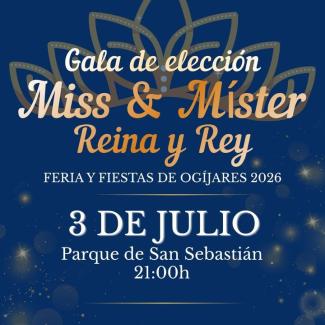 👑 ¡Hoy celebramos la Gala de Elección de la Reina, Damas y Míster de las Fiestas de Ogíjares 2026! 👑  
  
Esta noche viviremos uno de los momento...