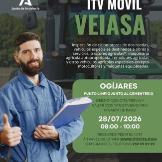 🚜 ITV Móvil en Ogíjares  
  
La unidad móvil de VEIASA se desplazará a nuestro municipio para realizar la inspección técnica de ciclomotores de do...