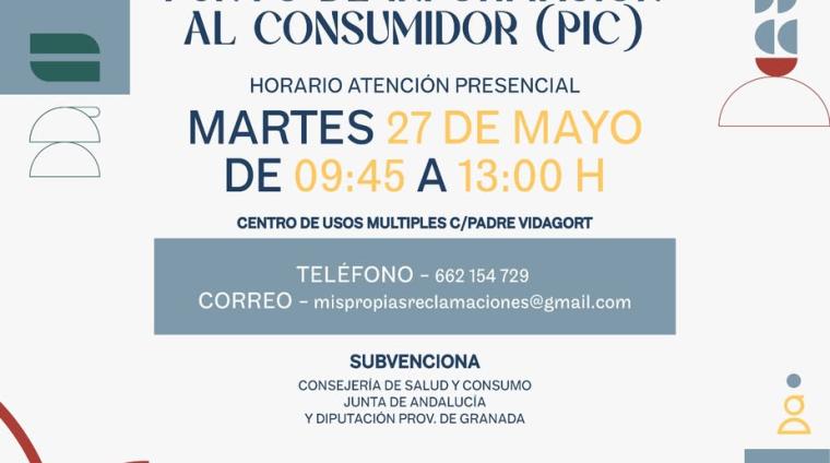 ℹ Punto de Información al Consumidor (PIC)  
  
El próximo martes 27 de mayo, estará disponible el servicio de atención al consumidor en Ogíjares. ...