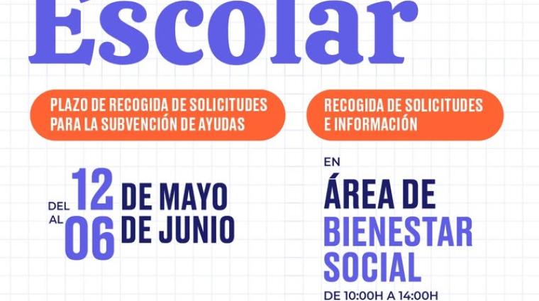 🎒 Ayudas para material escolar 2025  
  
¡ÚLTIMO DÍA!   
  
📍 Recogida de solicitudes e información:  
Área de Bienestar Social  
🕙 De 10:00 a 1...