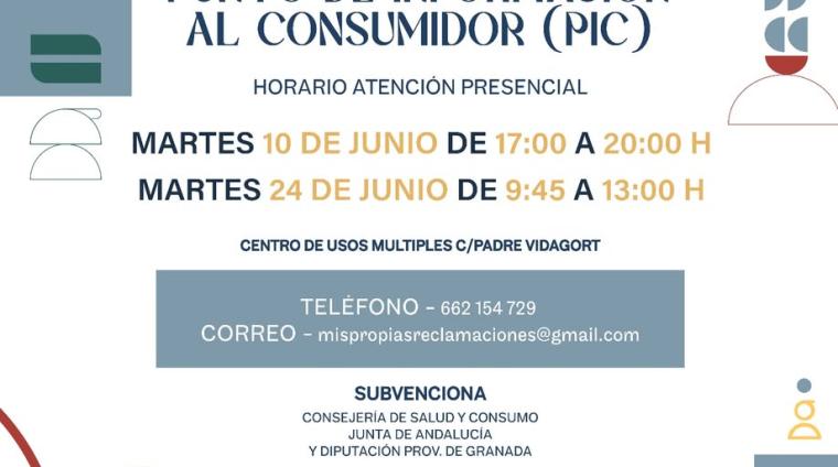 ℹ Punto de Información al Consumidor (PIC)  
  
Nuevo horario disponible de servicio de atención al consumidor en Ogíjares.  
  
🗓 Martes 10 de Jun...