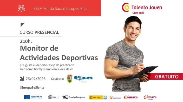🏃‍♂📚 Curso gratuito de Monitor Deportivo para jóvenes en Ogíjares 💪⚽  
  
Ya está abierto el curso de Monitor de Actividades Deportivas, una op...