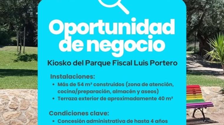 🚧 Nueva oportunidad de negocio en Ogíjares  
  
Abrimos el proceso de licitación para la explotación del kiosco-bar del Parque Fiscal Luis Portero...