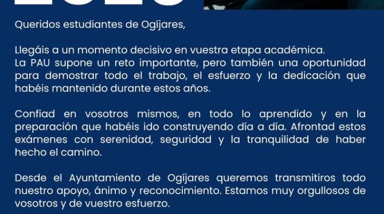 📚 Os dejamos con un mensaje de nuestro alcalde, Estéfano Polo, ante el inicio de las pruebas de acceso a la universidad (PAU).  
  
💪 Un momento ...