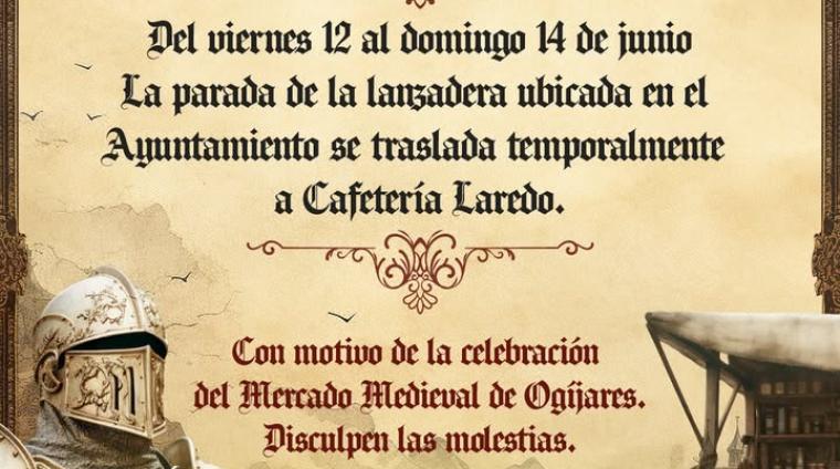 🚌 Con motivo de la celebración del Mercado Medieval de Ogíjares, la parada de la lanzadera situada junto al Ayuntamiento se trasladará temporalmen...