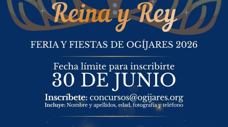 👑 ¡Buscamos a la Miss, el Míster, la Reina y el Rey de las Fiestas de Ogíjares 2026!  
  
Ya está abierto el plazo de inscripción para participar ...