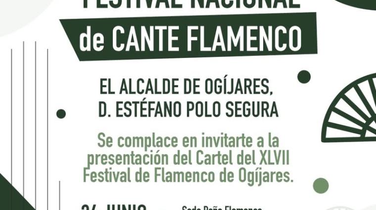 🎤 Presentación oficial del XLVII Festival Nacional de Cante Flamenco de Ogíjares, uno de los grandes referentes del flamenco en Andalucía, declara...