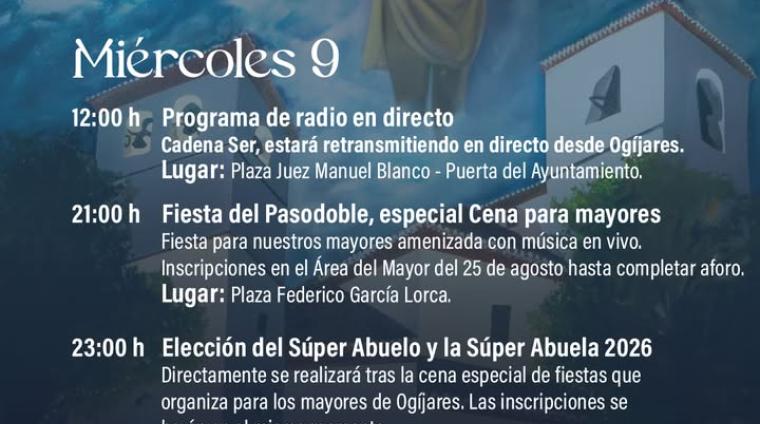 🎉 Ogíjares empieza a vivir sus Fiestas Populares 2026 con una jornada dedicada especialmente a nuestros mayores.  
  
A las 12:00 horas, Cadena SE...